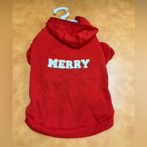 Festive Red 'Merry' Dog Hoodie